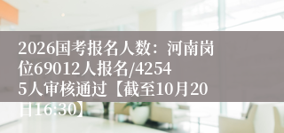2026国考报名人数：河南岗位69012人报名/42545人审核通过【截至10月20日16:30】
