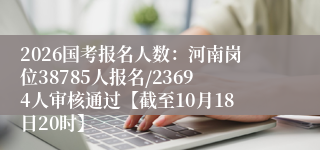 2026国考报名人数:河南岗位38785人报名/23694人审核通过【截至10月18日20时】