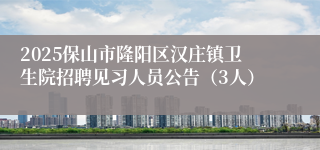 2025保山市隆阳区汉庄镇卫生院招聘见习人员公告（3人）