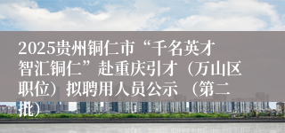 2025贵州铜仁市“千名英才智汇铜仁”赴重庆引才（万山区职位）拟聘用人员公示 （第二批）
