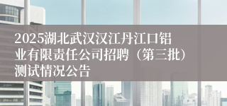 2025湖北武汉汉江丹江口铝业有限责任公司招聘（第三批）测试情况公告