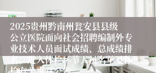 2025贵州黔南州瓮安县县级公立医院面向社会招聘编制外专业技术人员面试成绩、总成绩排名、进入体检环节人员名单及体检有关事宜公告