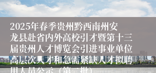 2025年春季贵州黔西南州安龙县赴省内外高校引才暨第十三届贵州人才博览会引进事业单位高层次人才和急需紧缺人才拟聘用人员公示(第二批)