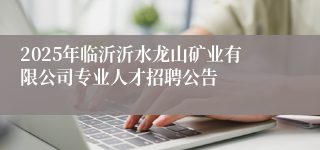 2025年临沂沂水龙山矿业有限公司专业人才招聘公告