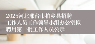 2025河北邢台市柏乡县招聘工作人员工作领导小组办公室拟聘用第一批工作人员公示