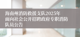 海南州消防救援支队2025年面向社会公开招聘政府专职消防队员公告