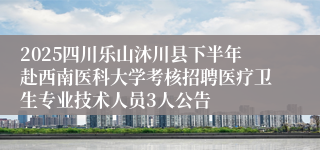 2025四川乐山沐川县下半年赴西南医科大学考核招聘医疗卫生专业技术人员3人公告