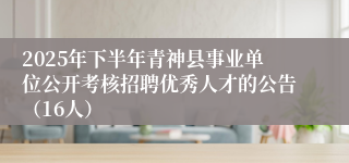 2025年下半年青神县事业单位公开考核招聘优秀人才的公告（16人）