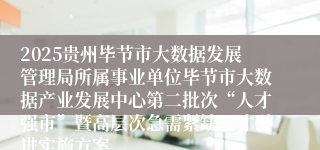 2025贵州毕节市大数据发展管理局所属事业单位毕节市大数据产业发展中心第二批次“人才强市”暨高层次急需紧缺人才引进实施方案