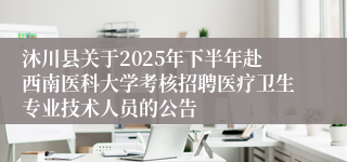 沐川县关于2025年下半年赴西南医科大学考核招聘医疗卫生专业技术人员的公告