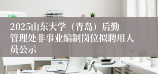 2025山东大学（青岛）后勤管理处非事业编制岗位拟聘用人员公示
