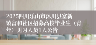 2025四川乐山市沐川县富新镇富和社区招募高校毕业生（青年）见习人员1人公告