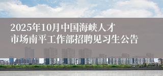 2025年10月中国海峡人才市场南平工作部招聘见习生公告