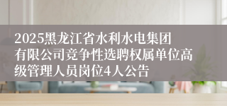 2025黑龙江省水利水电集团有限公司竞争性选聘权属单位高级管理人员岗位4人公告