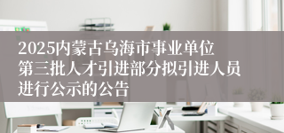 2025内蒙古乌海市事业单位第三批人才引进部分拟引进人员进行公示的公告