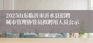 2025山东临沂市沂水县招聘城市管理协管员拟聘用人员公示