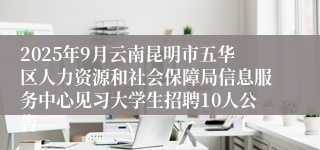 2025年9月云南昆明市五华区人力资源和社会保障局信息服务中心见习大学生招聘10人公告