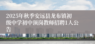 2025年秋季安远县龙布镇初级中学初中顶岗教师招聘1人公告