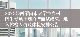 2025陕西渭南市大学生乡村医生专项计划招聘面试成绩、进入体检人员及体检安排公告