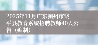 2025年11月广东潮州市饶平县教育系统招聘教师40人公告（编制）