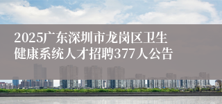 2025广东深圳市龙岗区卫生健康系统人才招聘377人公告