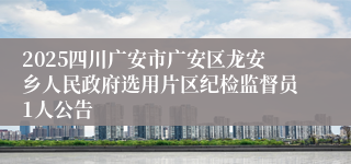 2025四川广安市广安区龙安乡人民政府选用片区纪检监督员1人公告