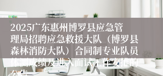 2025广东惠州博罗县应急管理局招聘应急救援大队(博罗县森林消防大队)合同制专业队员体测成绩及进入面试工作安排的公告