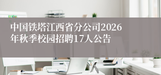 中国铁塔江西省分公司2026年秋季校园招聘17人公告