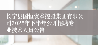长宁县国恒资本控股集团有限公司2025年下半年公开招聘专业技术人员公告