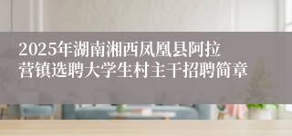 2025年湖南湘西凤凰县阿拉营镇选聘大学生村主干招聘简章