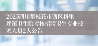 2025四川攀枝花市西区格里坪镇卫生院考核招聘卫生专业技术人员2人公告