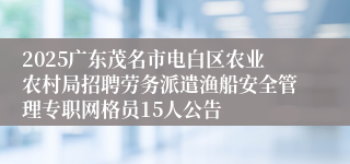 2025广东茂名市电白区农业农村局招聘劳务派遣渔船安全管理专职网格员15人公告