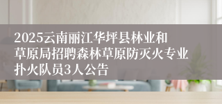 2025云南丽江华坪县林业和草原局招聘森林草原防灭火专业扑火队员3人公告