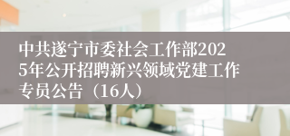 中共遂宁市委社会工作部2025年公开招聘新兴领域党建工作专员公告(16人)