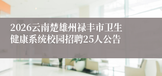 2026云南楚雄州禄丰市卫生健康系统校园招聘25人公告