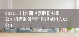 2025四川九洲电器股份有限公司招聘财务管理岗拟录用人员公示