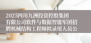 2025四川九洲投资控股集团有限公司软件与数据智能军团招聘机械结构工程师拟录用人员公示