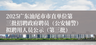 2025广东汕尾市市直单位第三批招聘政府聘员（公安辅警）拟聘用人员公示（第三批）