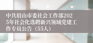 中共眉山市委社会工作部2025年社会化选聘新兴领域党建工作专员公告(55人)
