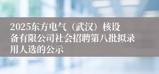 2025东方电气（武汉）核设备有限公司社会招聘第八批拟录用人选的公示