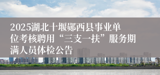 2025湖北十堰郧西县事业单位考核聘用“三支一扶”服务期满人员体检公告