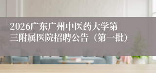 2026广东广州中医药大学第三附属医院招聘公告（第一批）