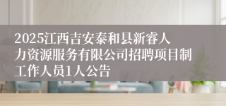 2025江西吉安泰和县新睿人力资源服务有限公司招聘项目制工作人员1人公告