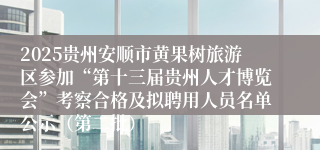 2025贵州安顺市黄果树旅游区参加“第十三届贵州人才博览会”考察合格及拟聘用人员名单公示(第二批)