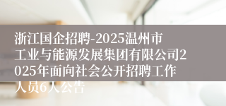 浙江国企招聘-2025温州市工业与能源发展集团有限公司2025年面向社会公开招聘工作人员6人公告