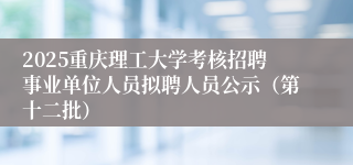 2025重庆理工大学考核招聘事业单位人员拟聘人员公示（第十二批）