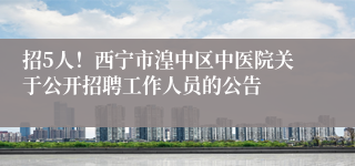 招5人!西宁市湟中区中医院关于公开招聘工作人员的公告