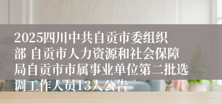2025四川中共自贡市委组织部 自贡市人力资源和社会保障局自贡市市属事业单位第二批选调工作人员13人公告