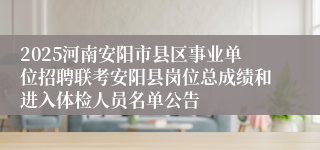 2025河南安阳市县区事业单位招聘联考安阳县岗位总成绩和进入体检人员名单公告