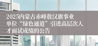 2025内蒙古赤峰敖汉旗事业单位“绿色通道”引进高层次人才面试成绩的公告